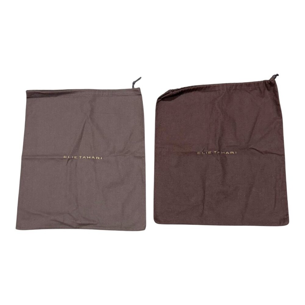 Elie Tahari Shoe Dust Bags Set Of 2 Brown Fabric Drawstring 13.5"x13" Purse